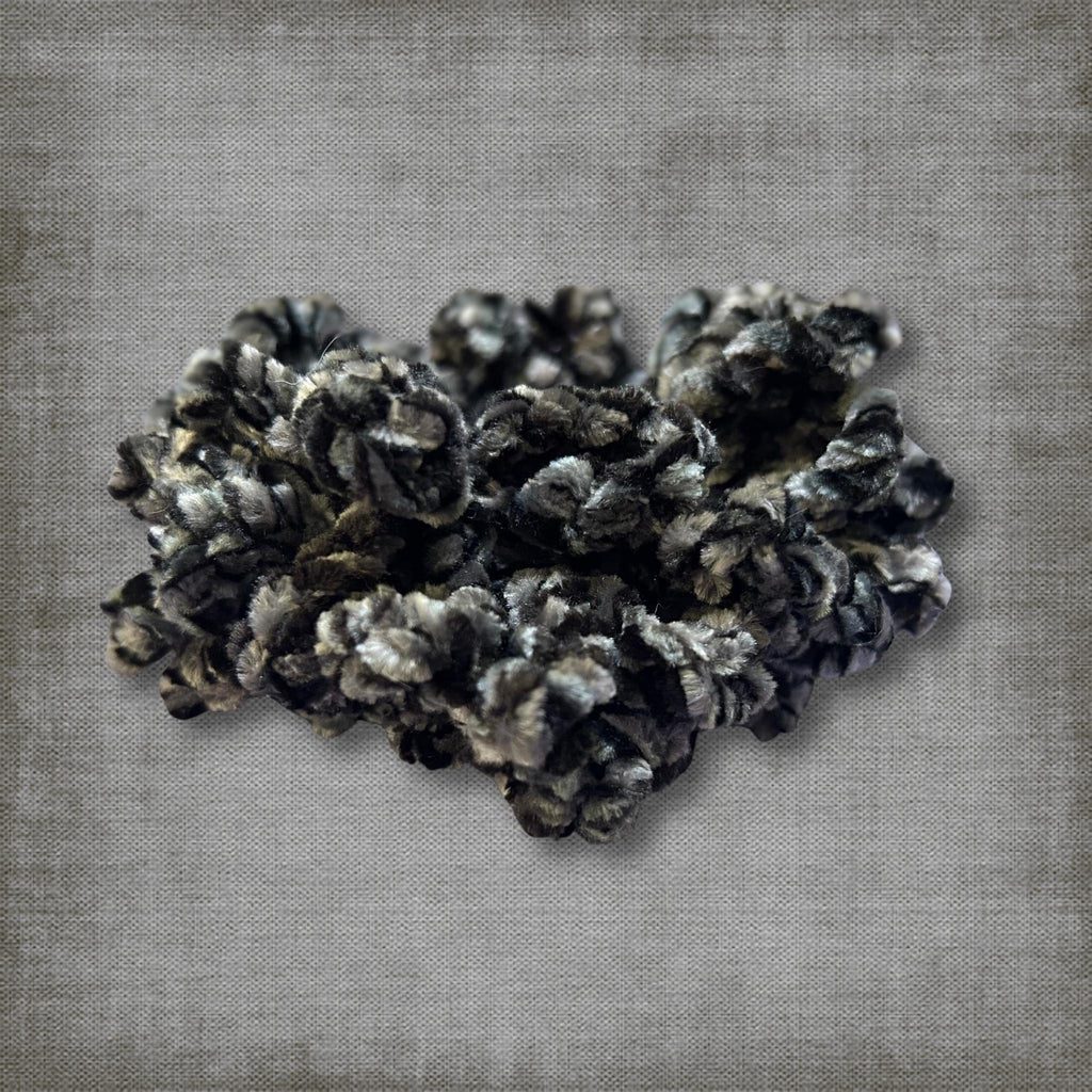 Velvet Black Gray Scrunchie