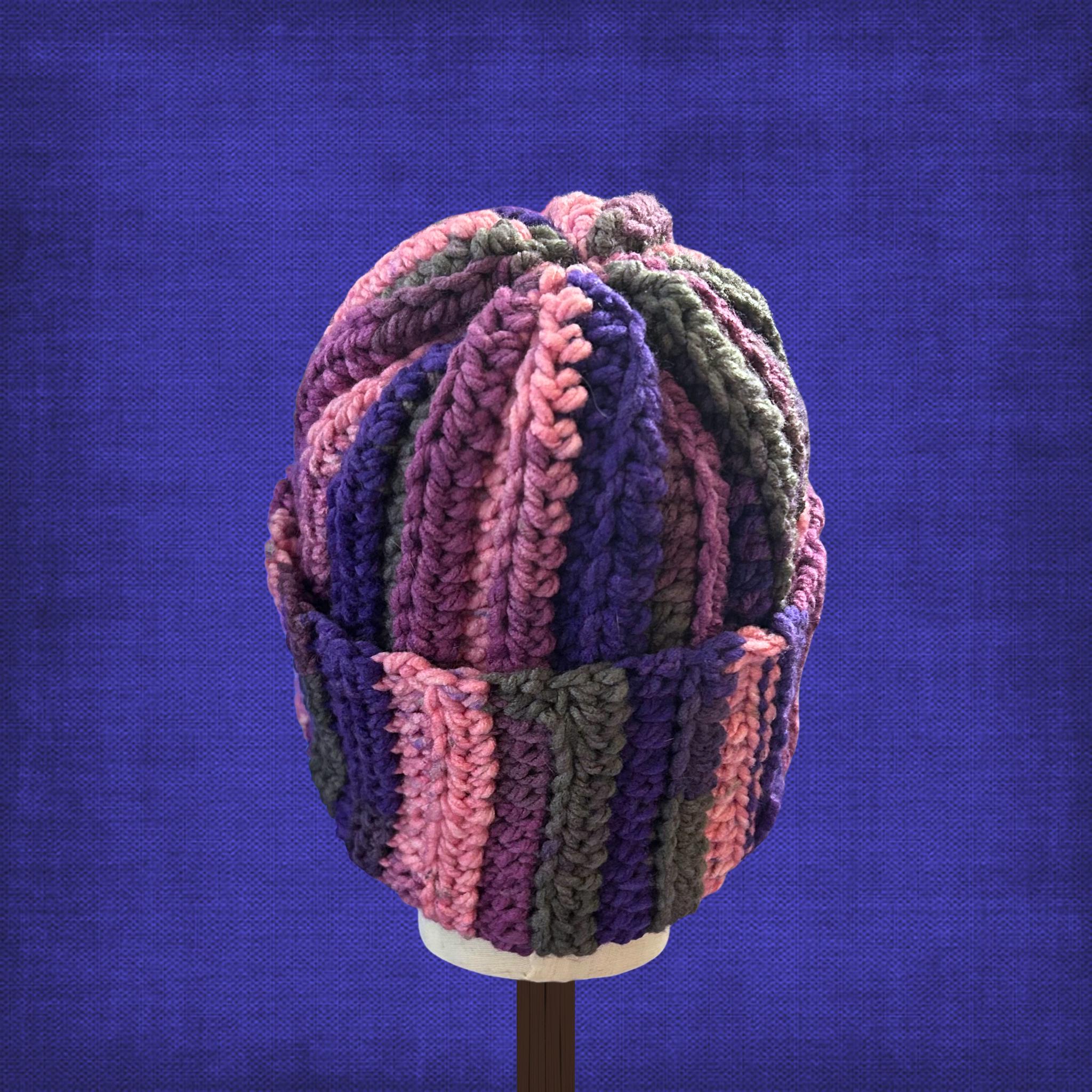 L/XL Adult Pink Purple Beanie