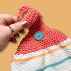 Coral Stripe Hand Towel