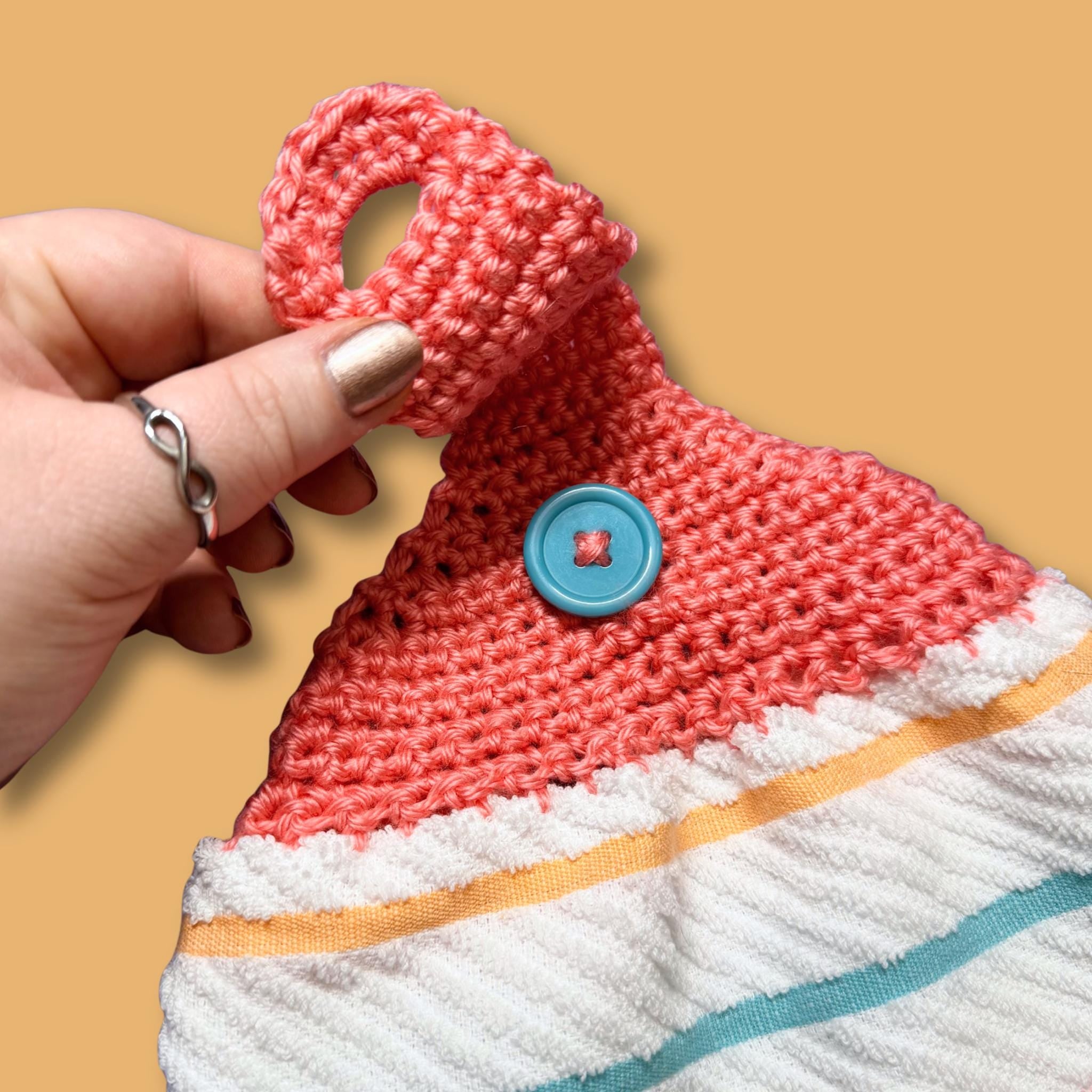 Coral Stripe Hand Towel