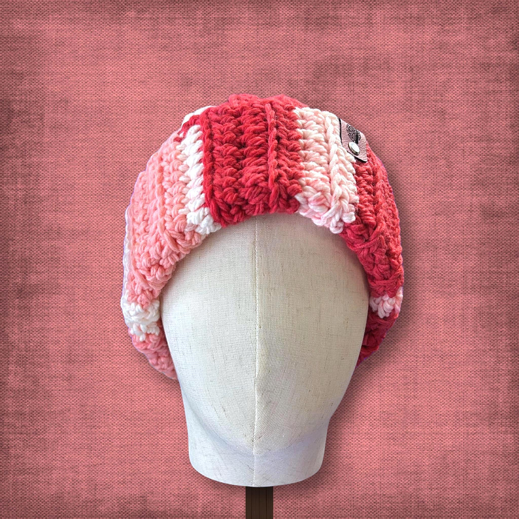 L/XL Adult Pink Heart Beanie
