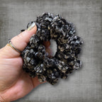 Velvet Black Gray Scrunchie