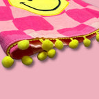 Pink Y2K Smiley Hand Towel