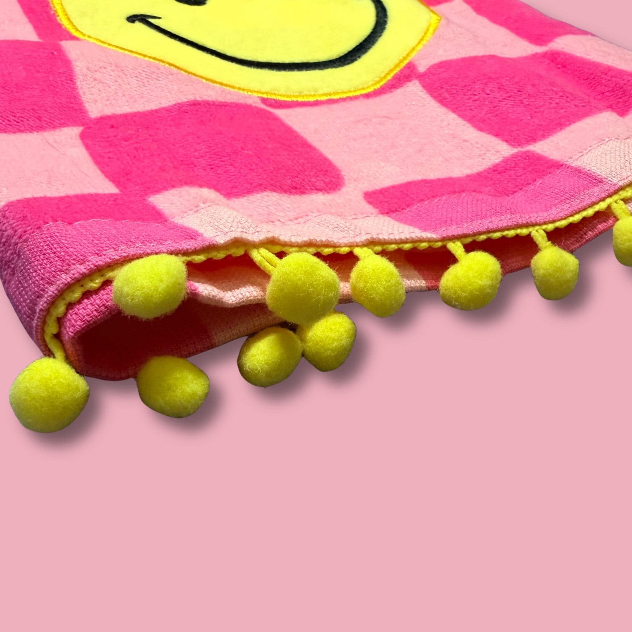 Pink Y2K Smiley Hand Towel