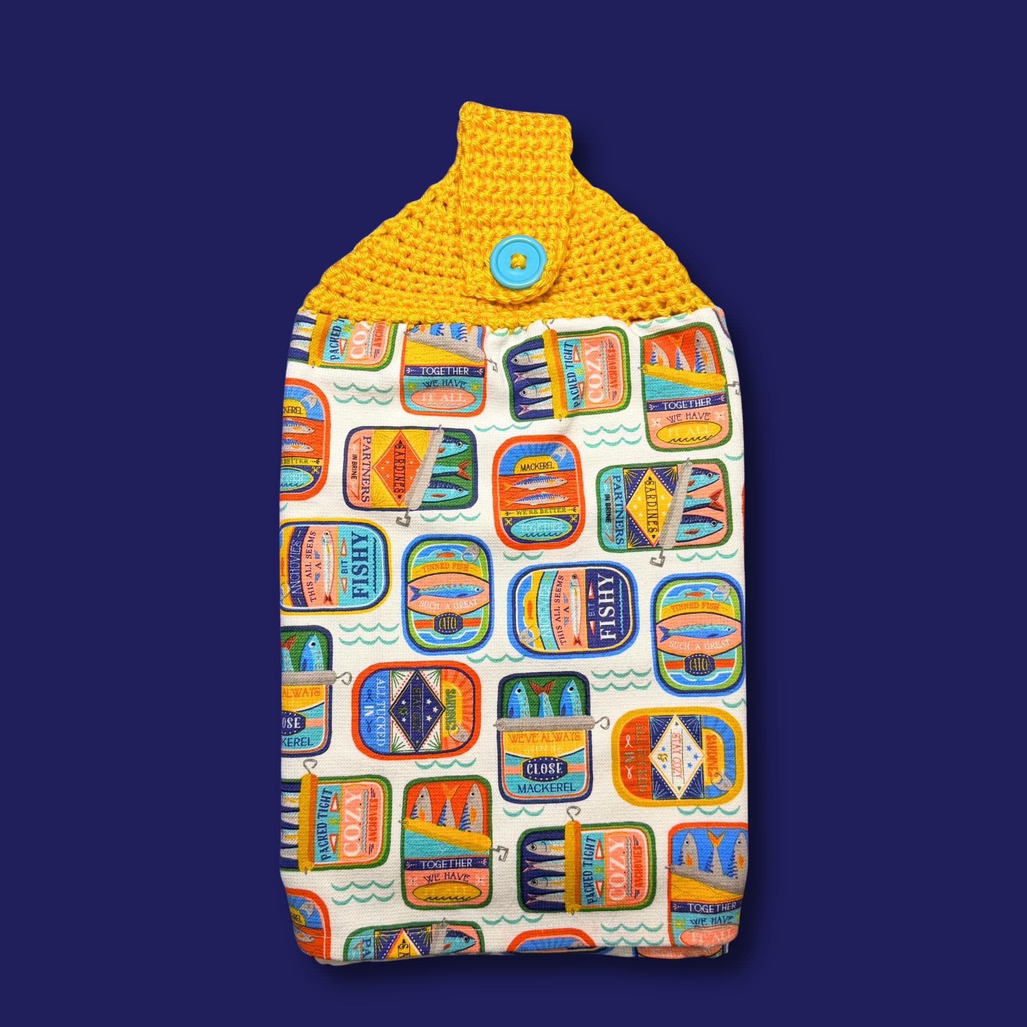 Canned Sardines Yellow Kitchen Towel