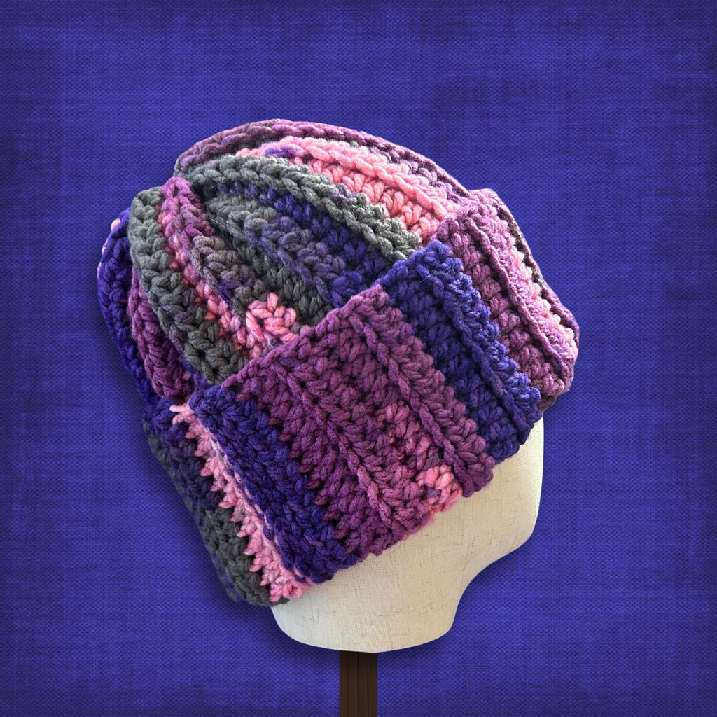 L/XL Adult Pink Purple Beanie