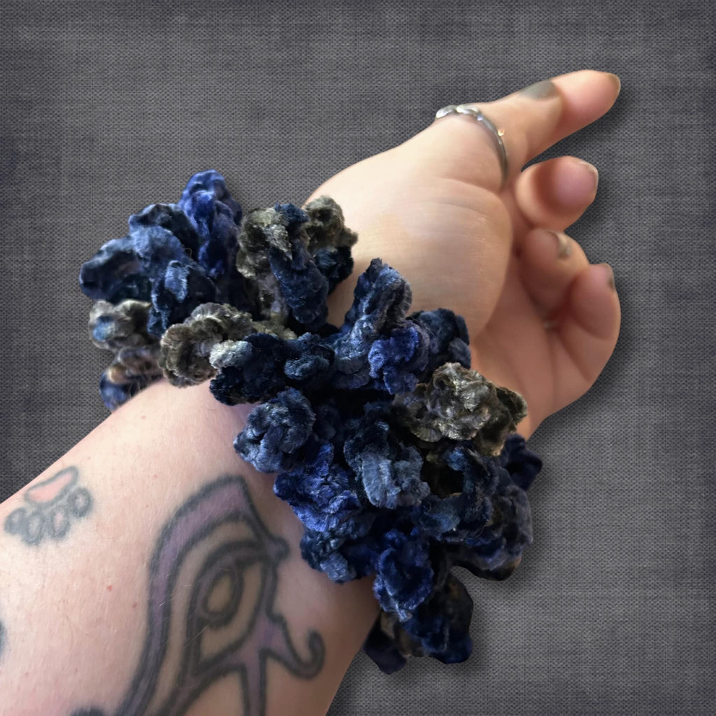 Blue Crushed Velvet Scrunchie