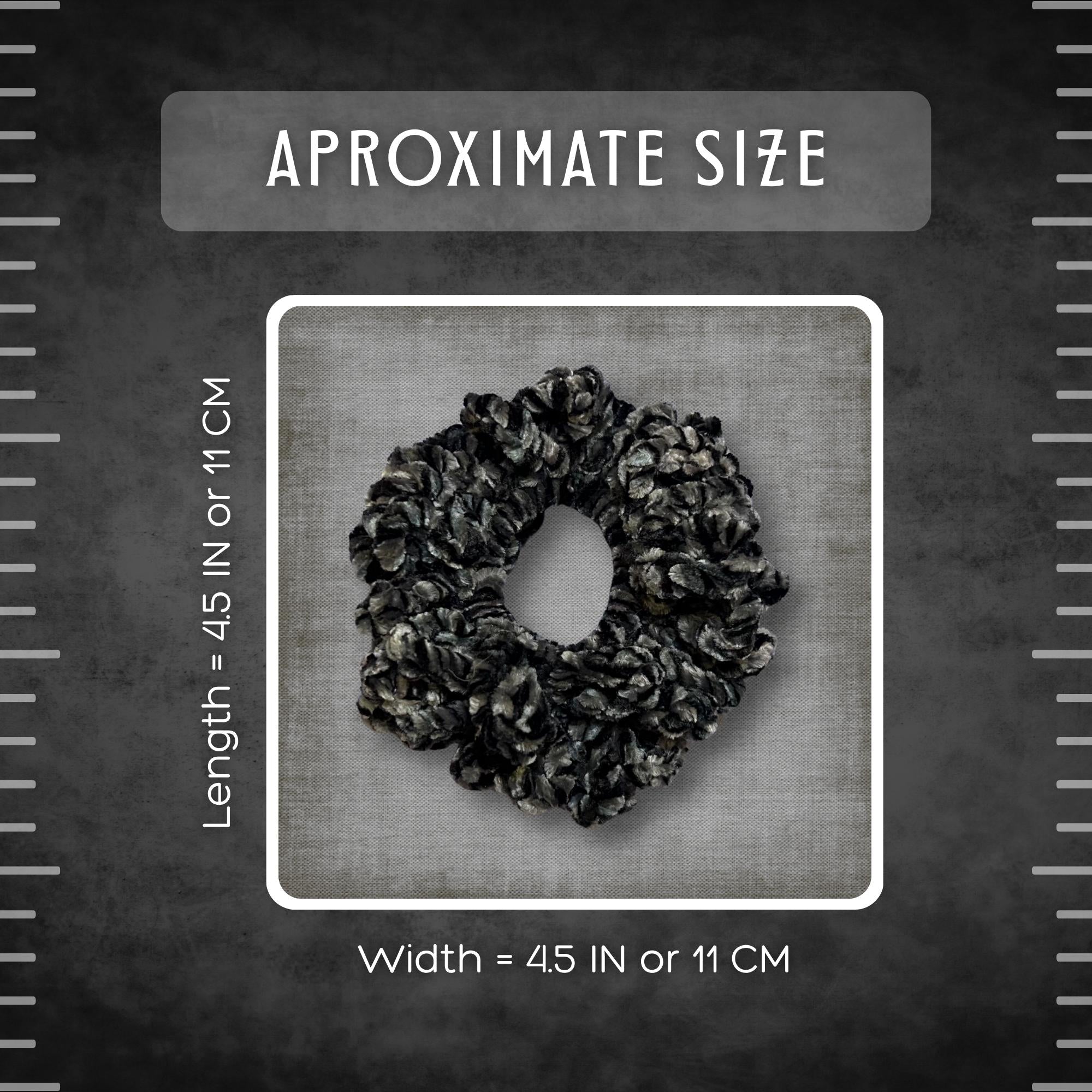 Velvet Black Gray Scrunchie