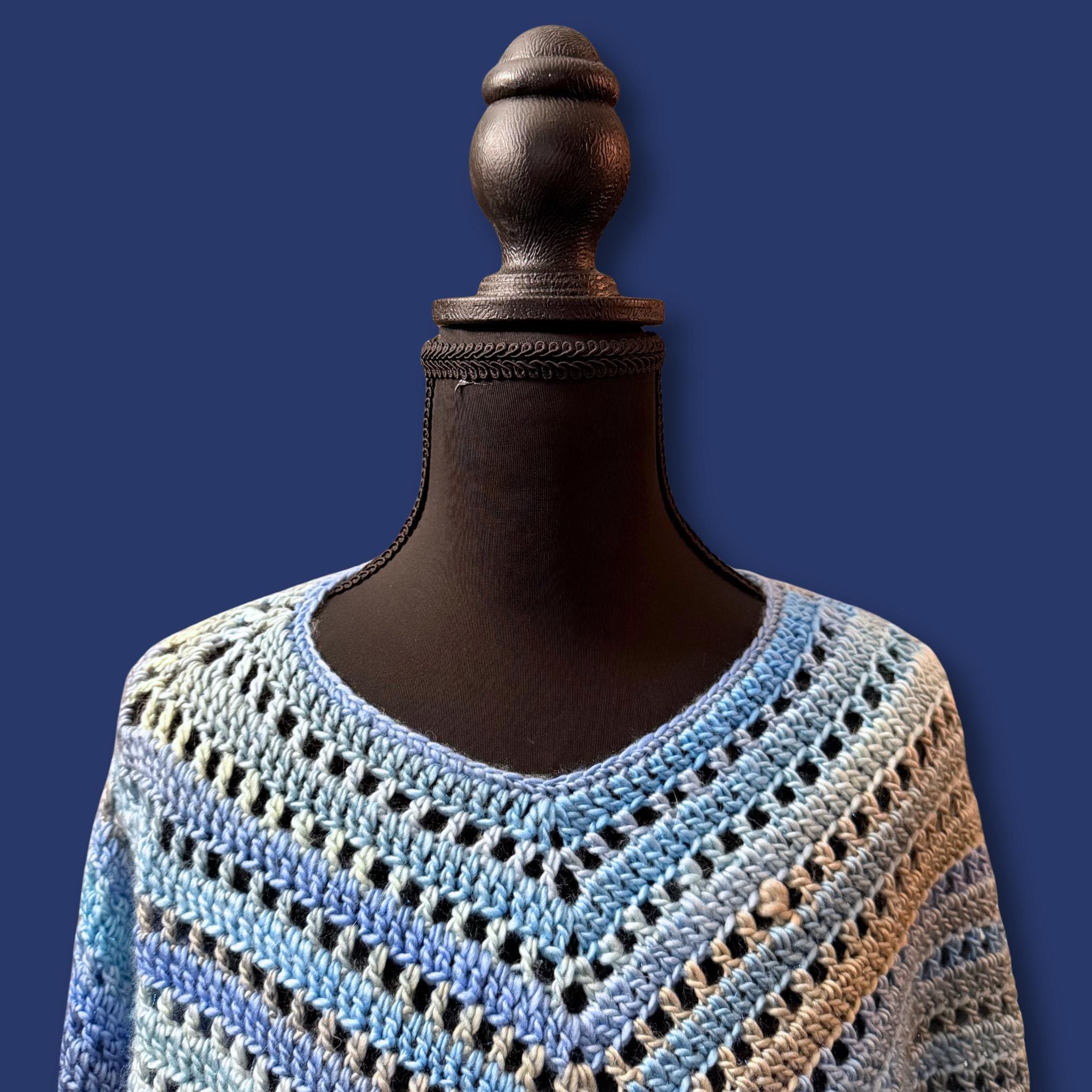 Cloudy Sky Blue Poncho Adult OS