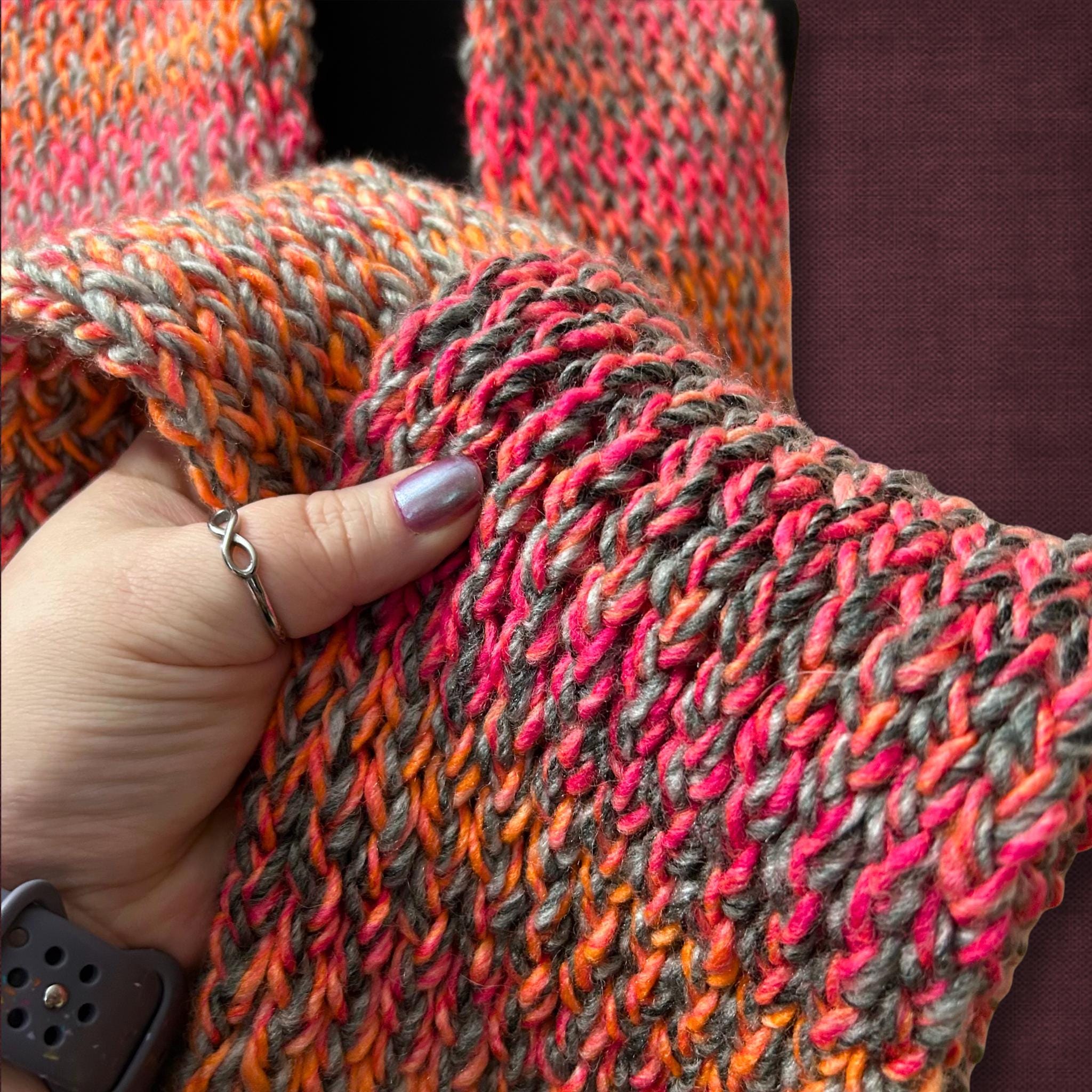 Long Loom Knit Soft Pink Scarf