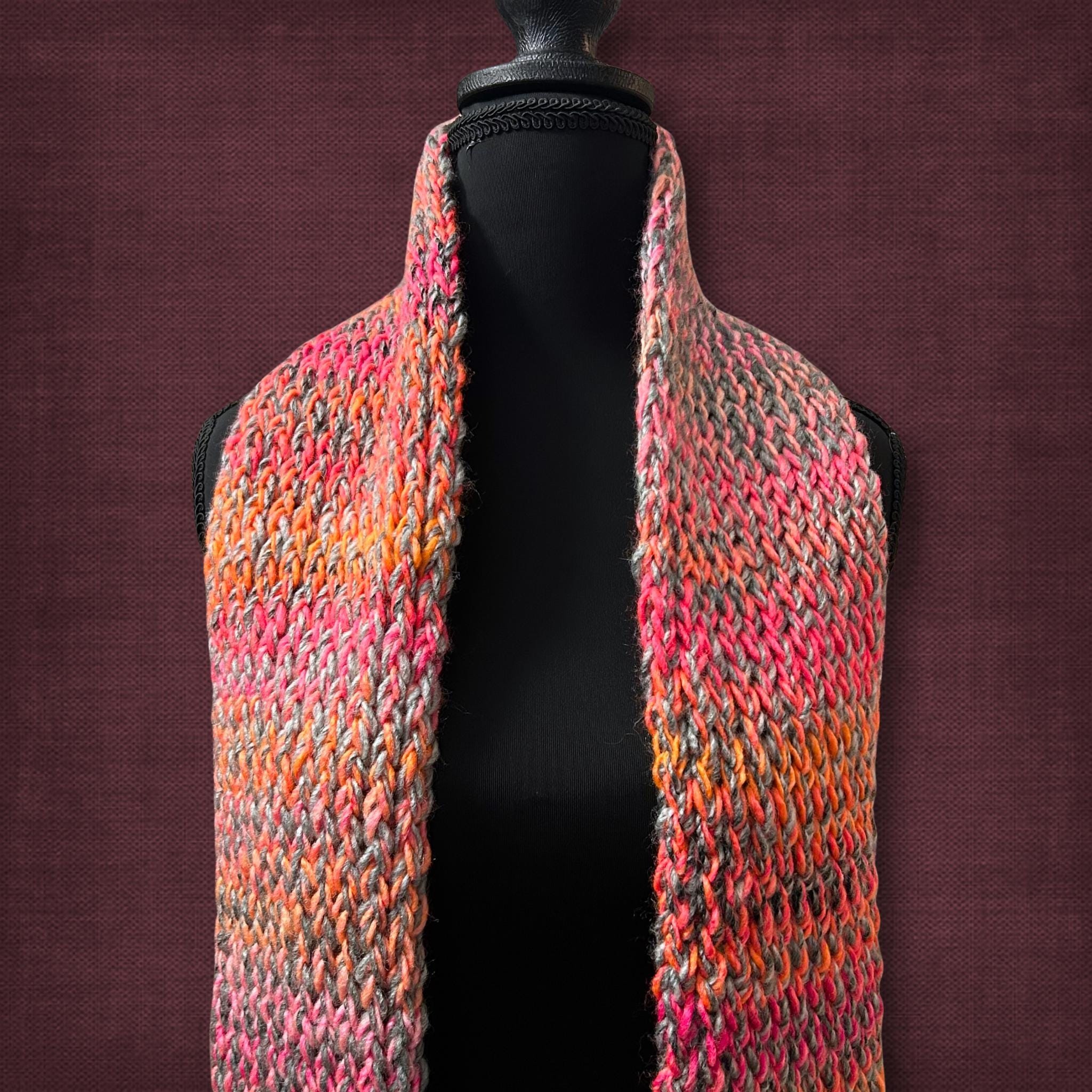 Long Loom Knit Soft Pink Scarf
