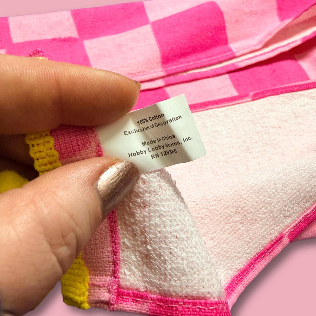Pink Y2K Smiley Hand Towel