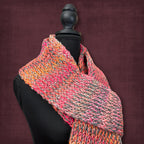 Long Loom Knit Soft Pink Scarf
