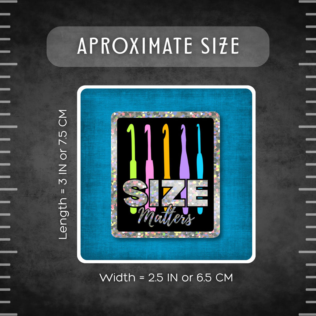 3" Glitter Sticker Size Matters