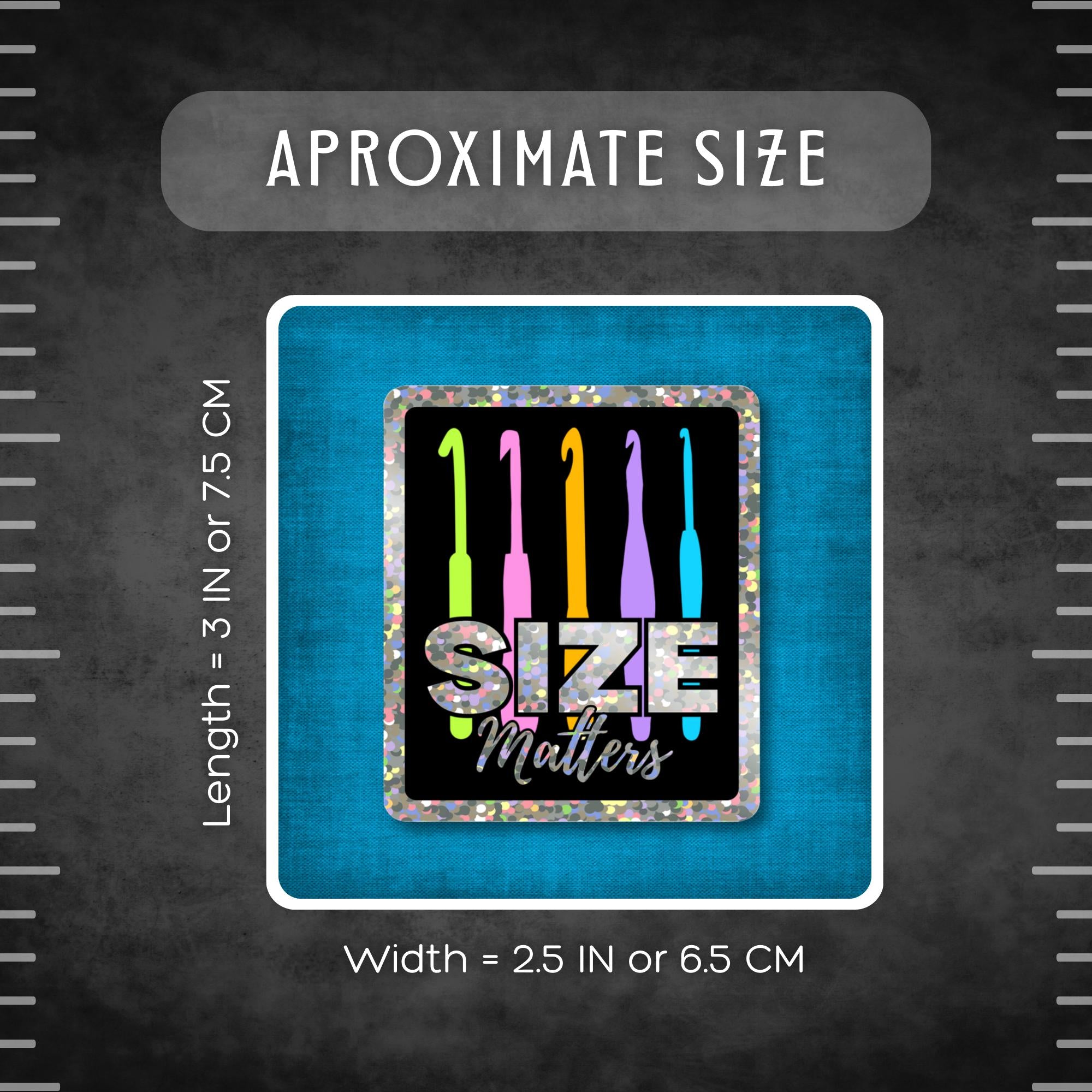 3" Glitter Sticker Size Matters
