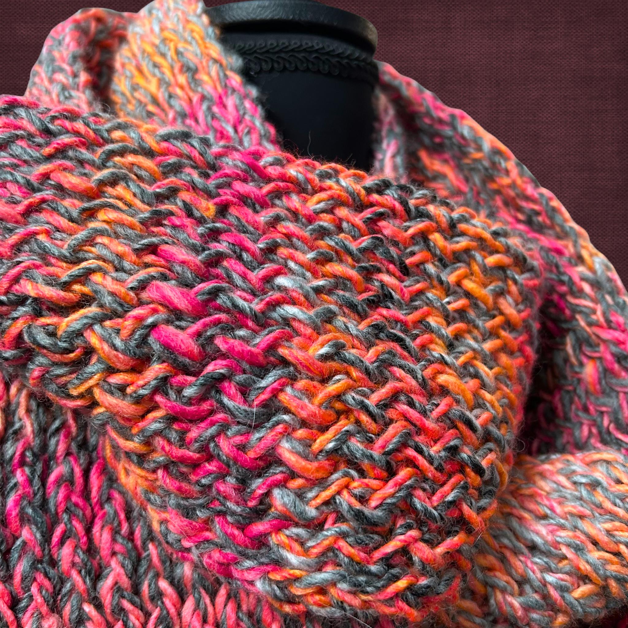 Long Loom Knit Soft Pink Scarf
