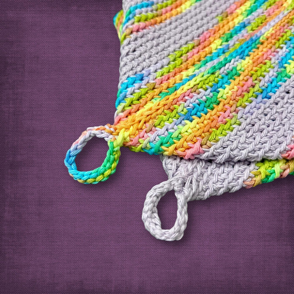 Purple Rainbow Cotton Pot Holder Set