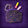 Purple Confetti Small Makeup Bag with Zipper