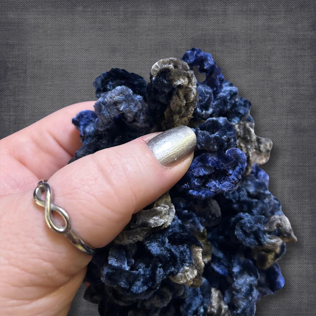 Blue Crushed Velvet Scrunchie