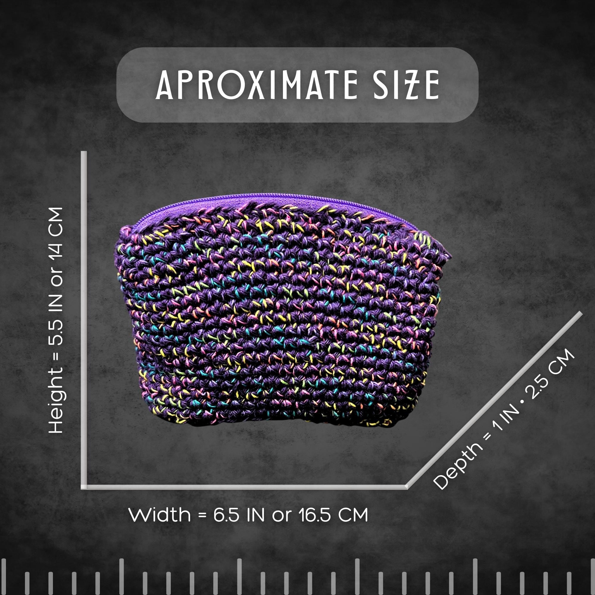 Purple Confetti Small Makeup Bag with Zipper
