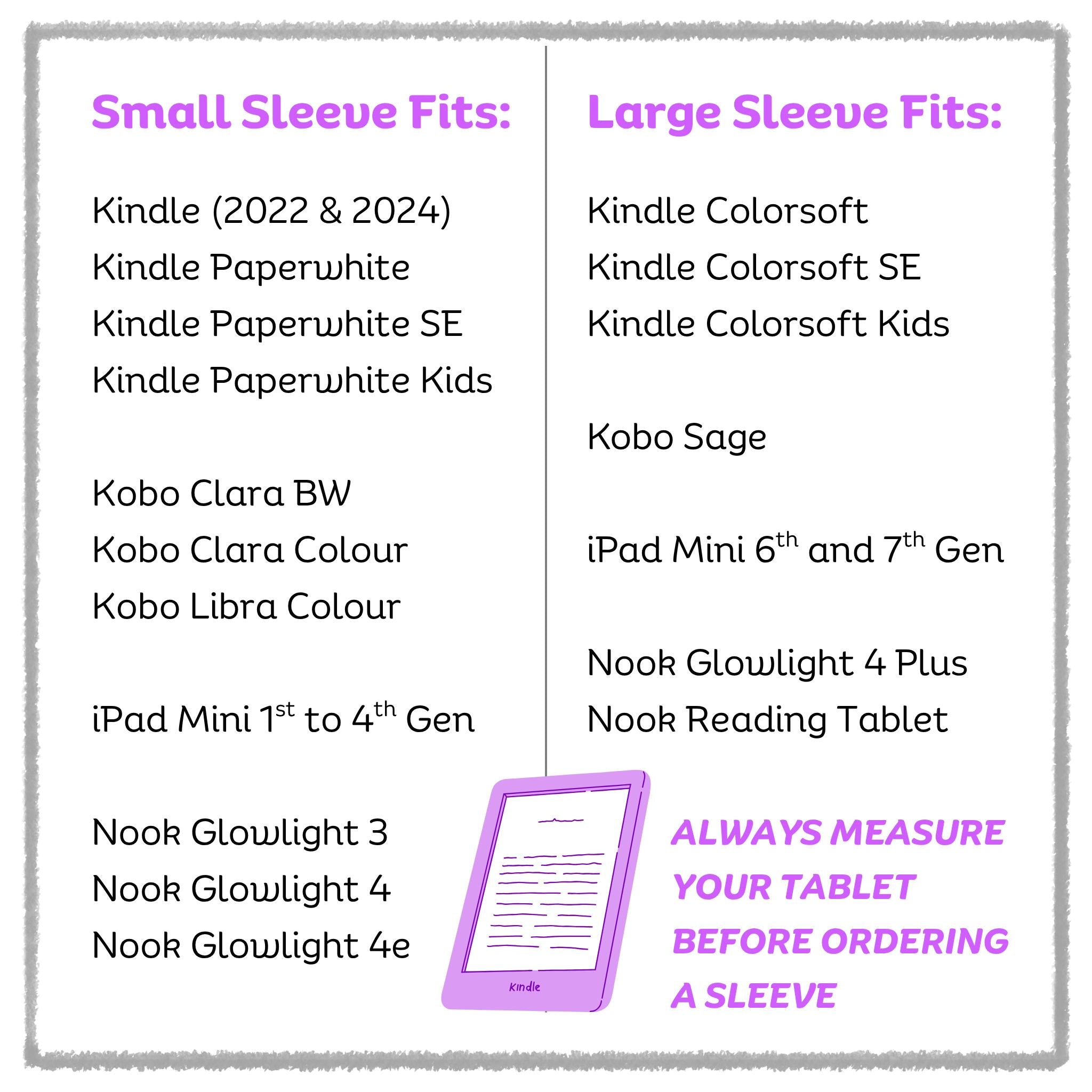 Pastel Nook / Kindle E-Reader Sleeve